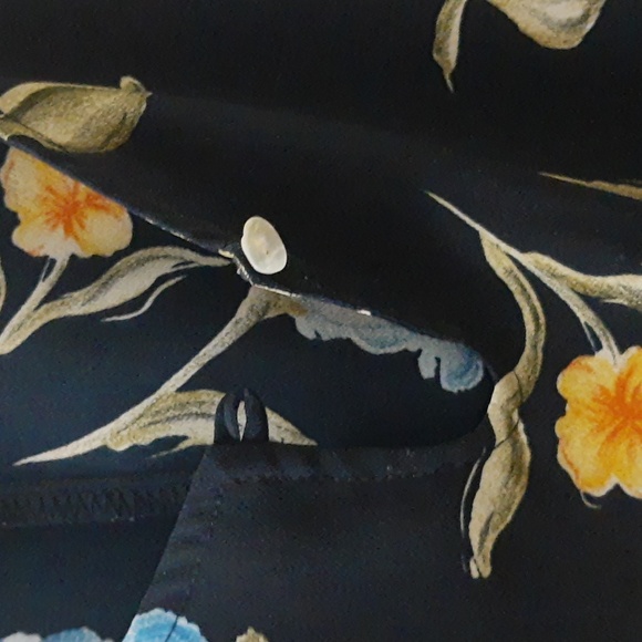 NY&Co Floral Watercolor Print Tank Dress VTG 90s Navy Blue Orange Yellow Size 8 - Picture 4 of 16